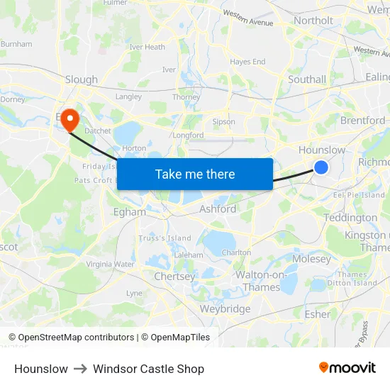 Hounslow to Windsor Castle Shop map