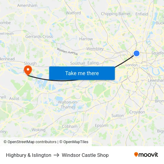 Highbury & Islington to Windsor Castle Shop map
