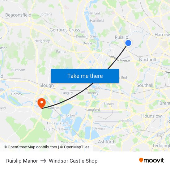 Ruislip Manor to Windsor Castle Shop map