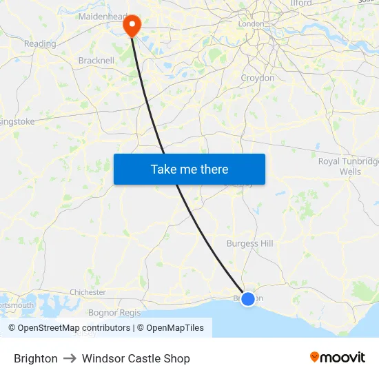 Brighton to Windsor Castle Shop map