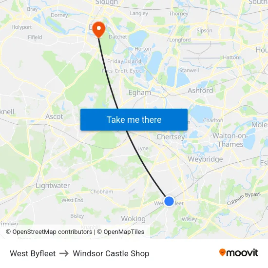 West Byfleet to Windsor Castle Shop map