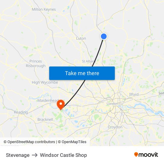 Stevenage to Windsor Castle Shop map