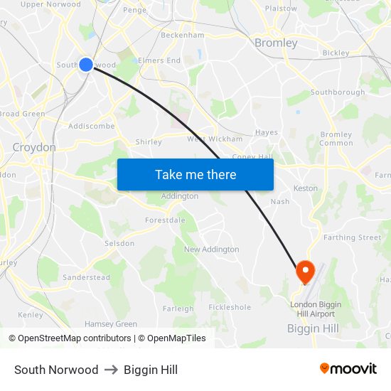 South Norwood to Biggin Hill map
