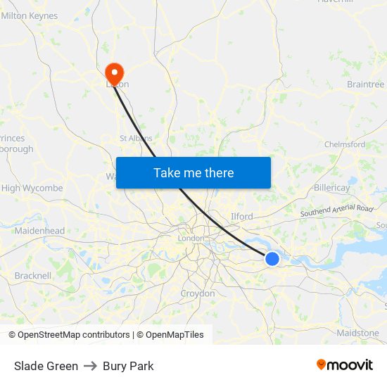 Slade Green to Bury Park map