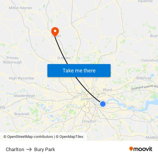 Charlton to Bury Park map