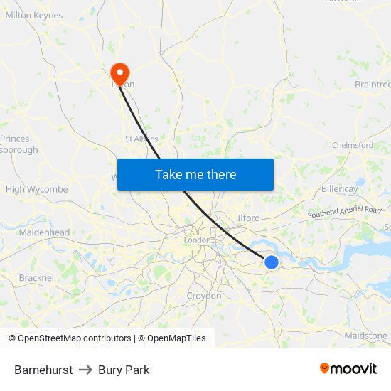 Barnehurst to Bury Park map