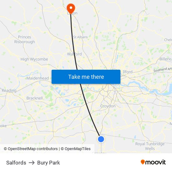 Salfords to Bury Park map