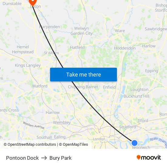 Pontoon Dock to Bury Park map