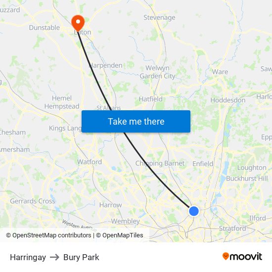 Harringay to Bury Park map