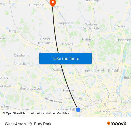 West Acton to Bury Park map