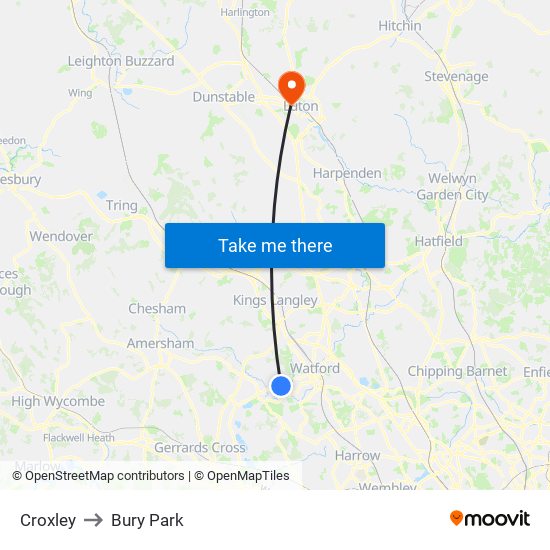 Croxley to Bury Park map