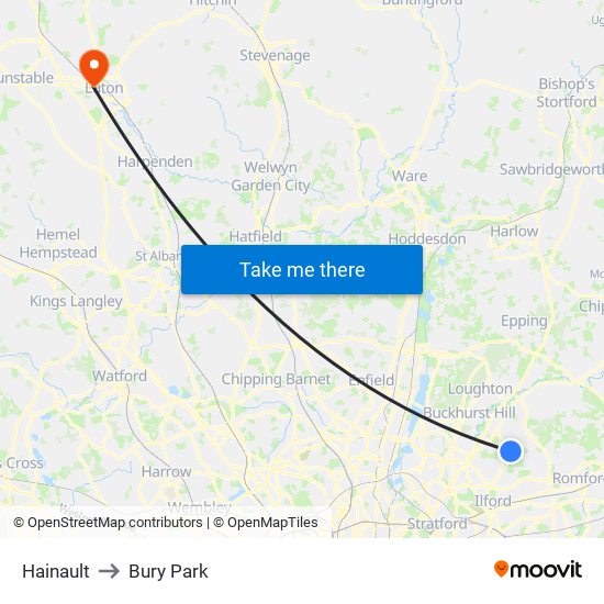 Hainault to Bury Park map