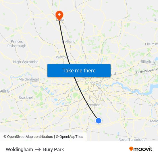 Woldingham to Bury Park map