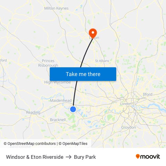 Windsor & Eton Riverside to Bury Park map