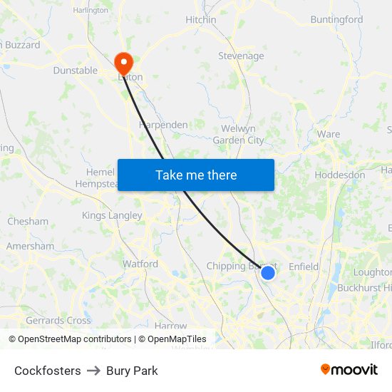 Cockfosters to Bury Park map