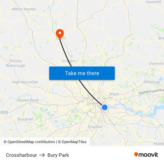 Crossharbour to Bury Park map