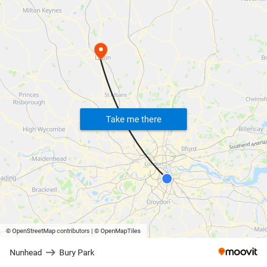 Nunhead to Bury Park map