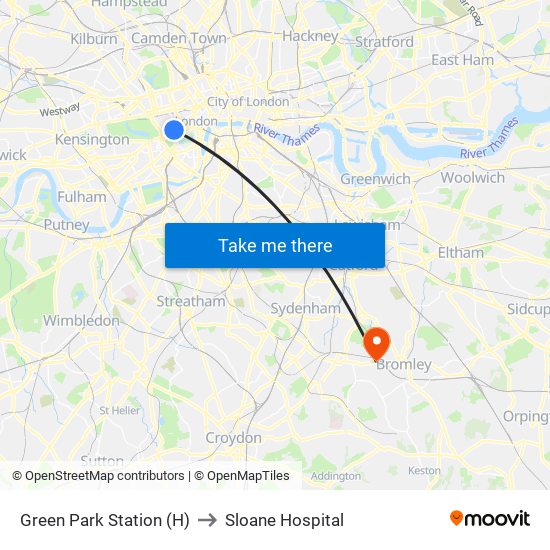 Green Park Station (H) to Sloane Hospital map