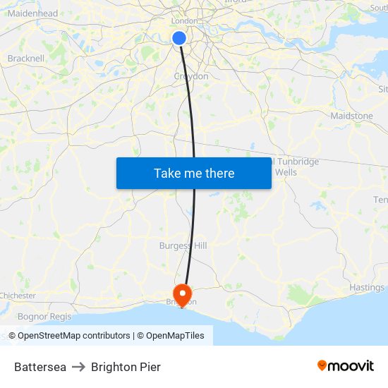 Battersea to Brighton Pier map