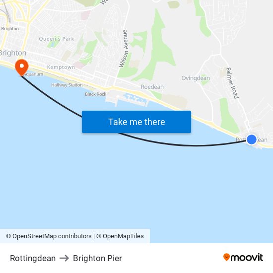 Rottingdean to Brighton Pier map