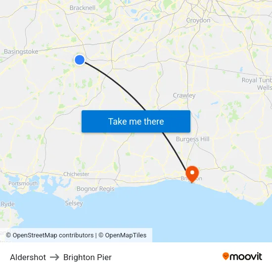 Aldershot to Brighton Pier map