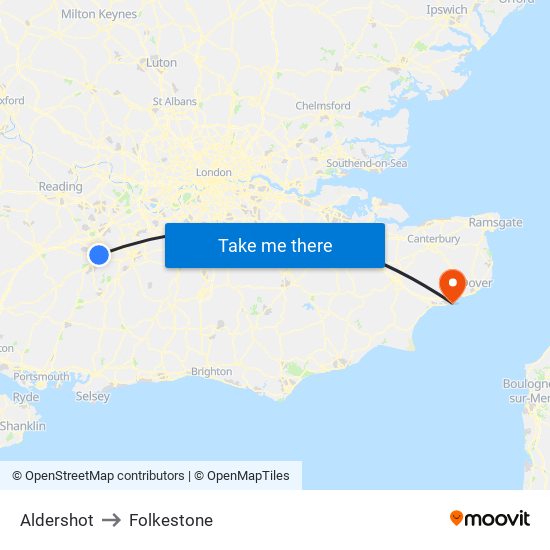 Aldershot to Folkestone map