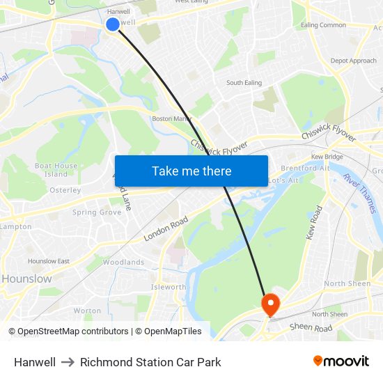 Hanwell to Richmond Station Car Park map