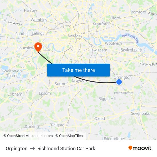 Orpington to Richmond Station Car Park map
