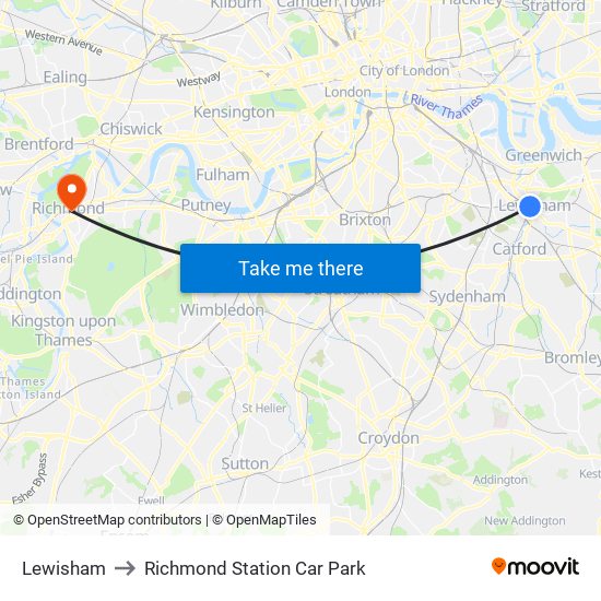 Lewisham to Richmond Station Car Park with public transportation