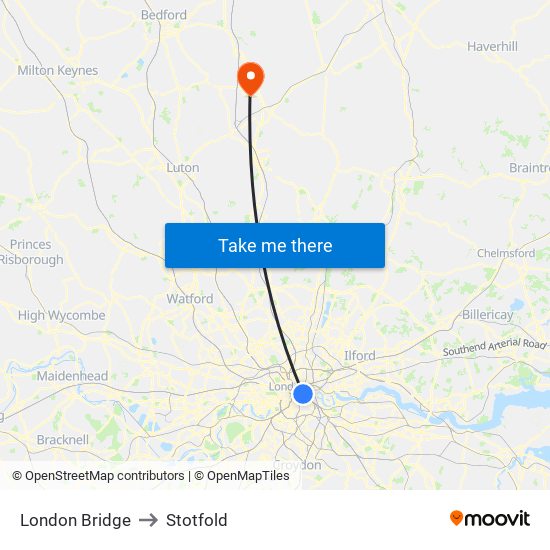 London Bridge to Stotfold map