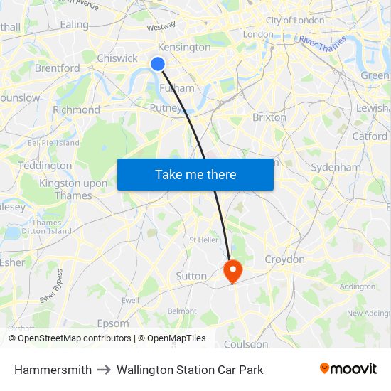 Hammersmith to Wallington Station Car Park map