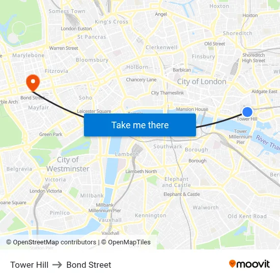 Tower Hill to Bond Street map