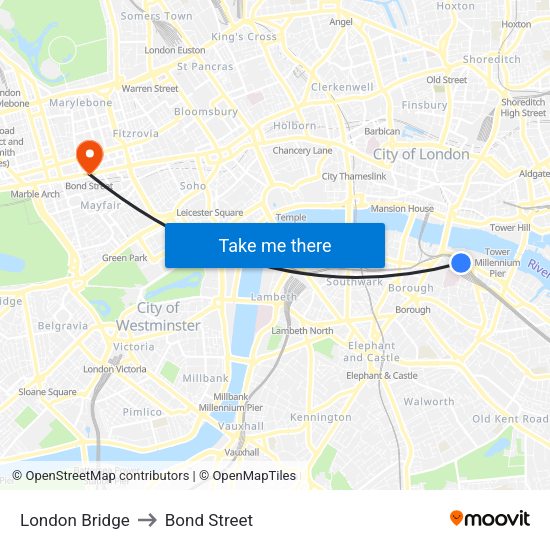 London Bridge to Bond Street map