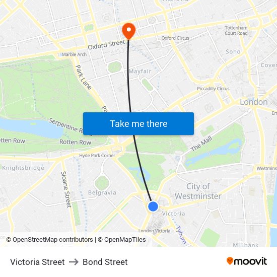 Victoria Street to Bond Street map