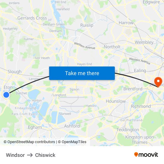 Windsor to Chiswick map