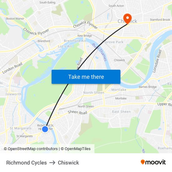 Richmond Cycles to Chiswick map
