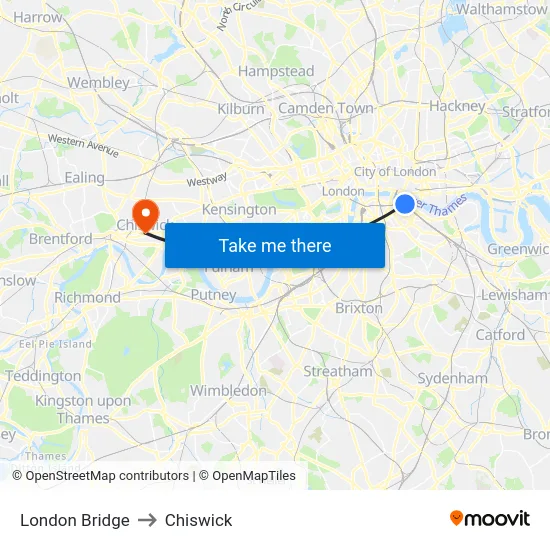 London Bridge to Chiswick map
