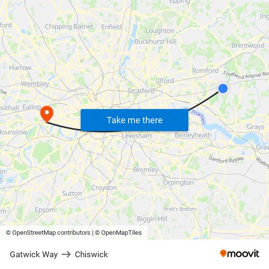Gatwick Way to Chiswick map