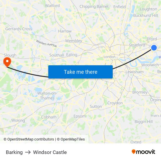 Barking to Windsor Castle map