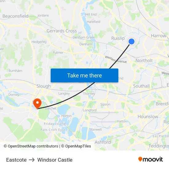 Eastcote to Windsor Castle map