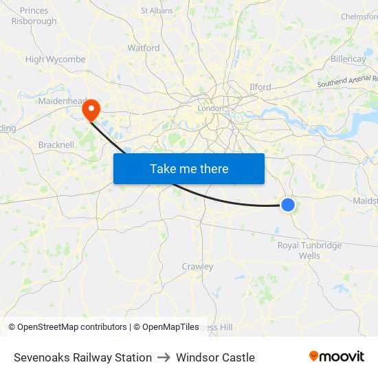 Sevenoaks Railway Station to Windsor Castle map