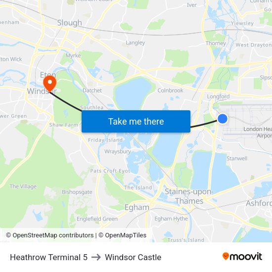 Heathrow Terminal 5 to Windsor Castle with public transportation