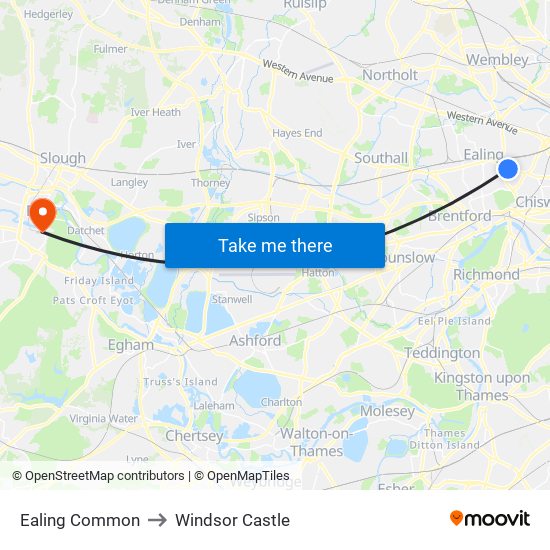 Ealing Common to Windsor Castle map