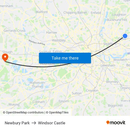 Newbury Park to Windsor Castle map