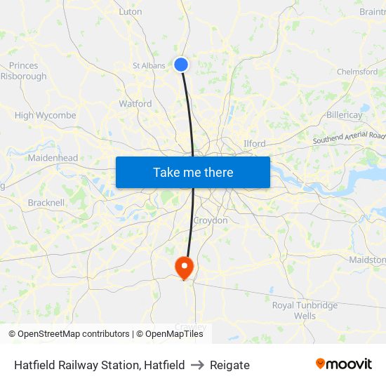 Hatfield Railway Station, Hatfield to Reigate map