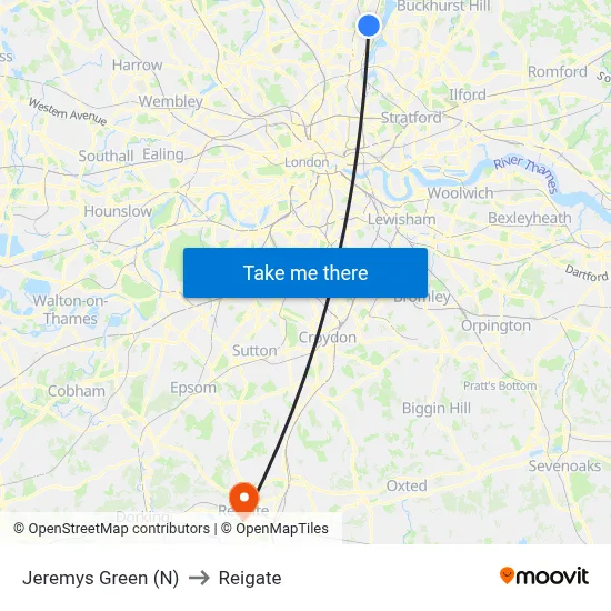 Jeremys Green (N) to Reigate map
