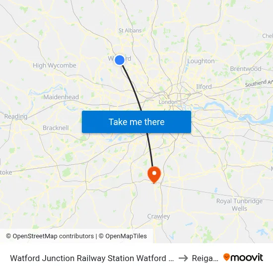 Watford Junction Railway Station Watford (3) to Reigate map