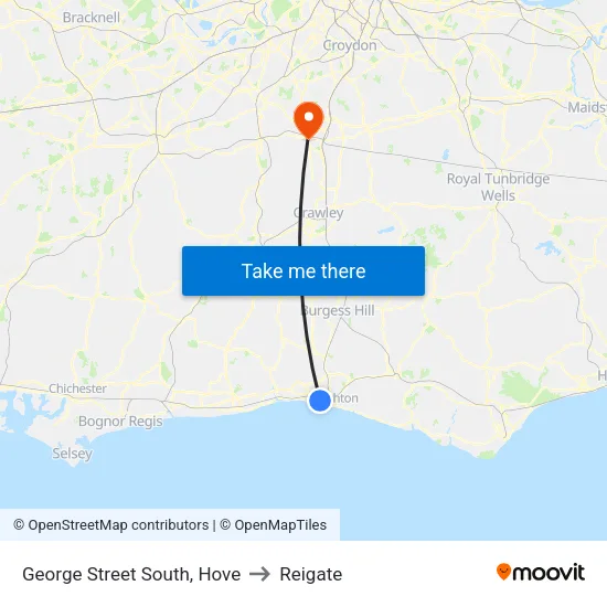 George Street South, Hove to Reigate map