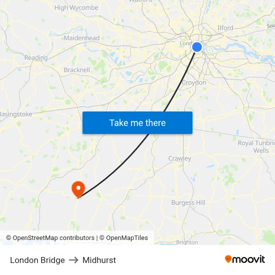 London Bridge to Midhurst map