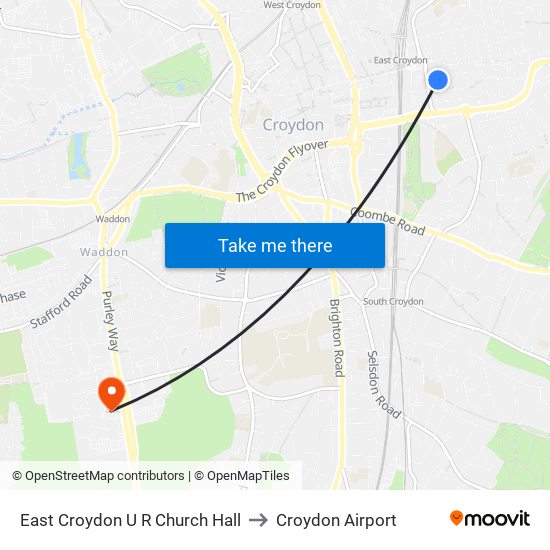 East Croydon U R Church Hall to Croydon Airport map